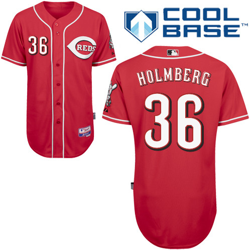 David Holmberg #36 MLB Jersey-Cincinnati Reds Men's Authentic Alternate Red Cool Base Baseball Jersey